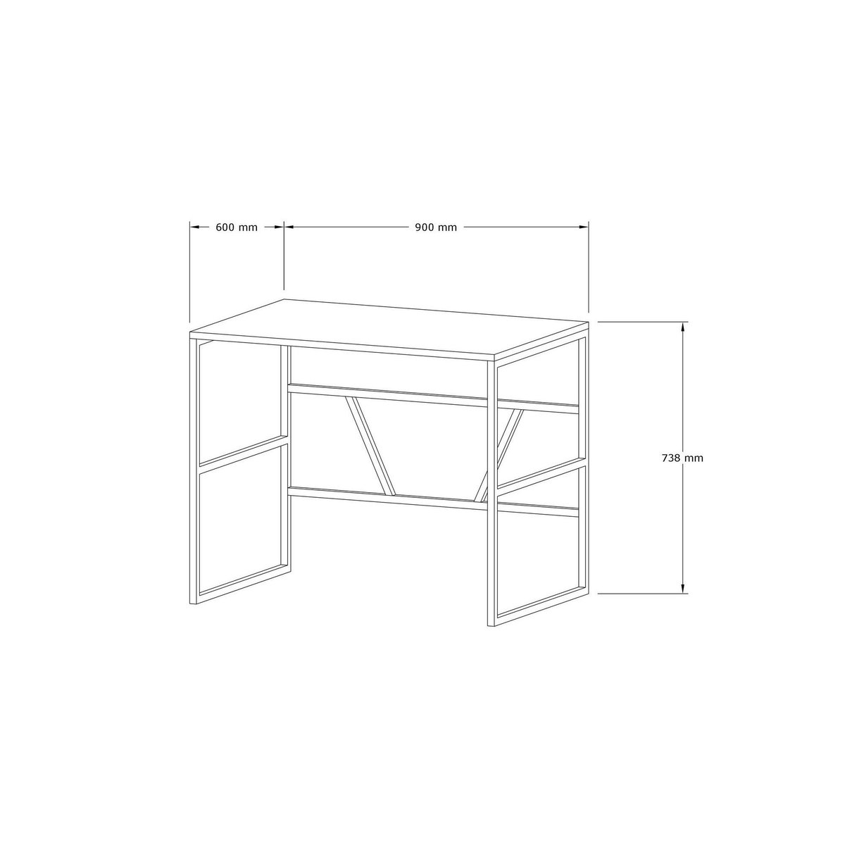 Bureau minimaliste bois/métal JENA chêne, PIER IMPORT