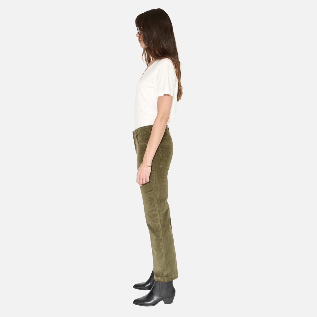 Pantalon THE LINDA VELVET kaki, MKT STUDIO