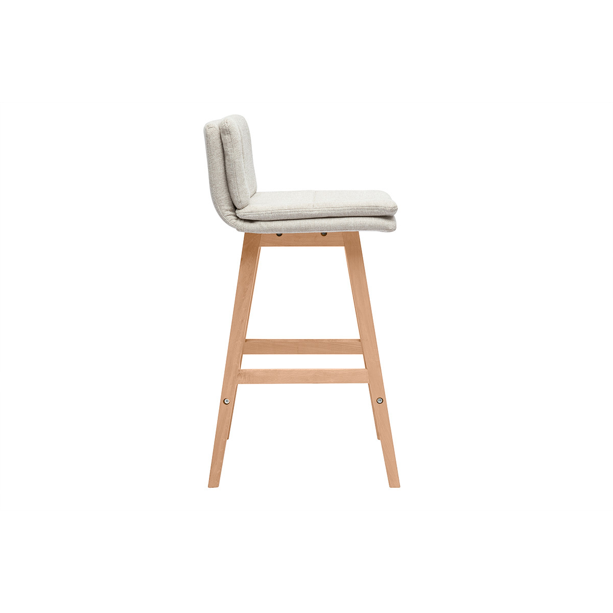 Tabouret de bar en tissu gris perle et bois (lot de 2) JOAN beige, MILIBOO