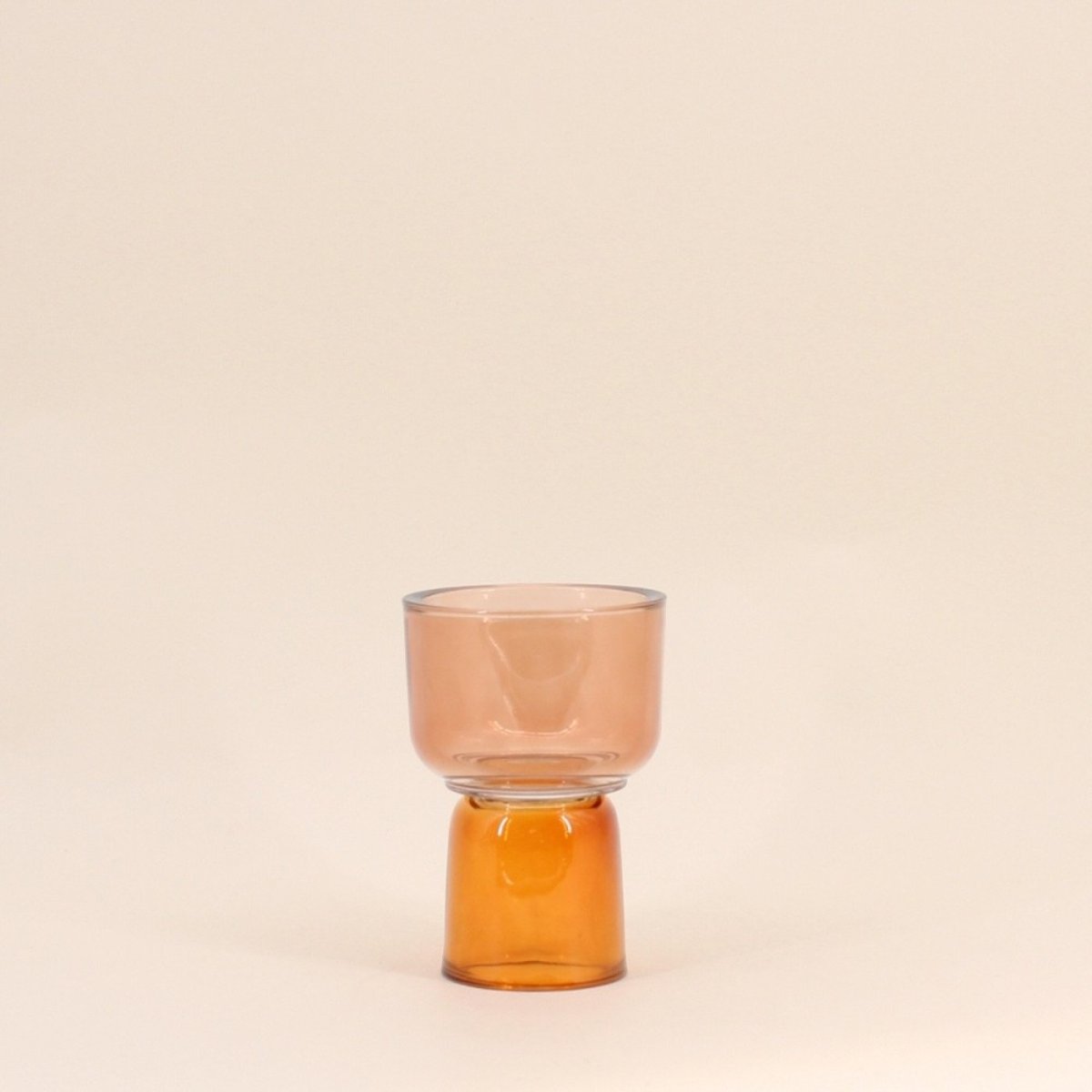 Bougeoir double entrée en verre 15cm marron, ORNAMI