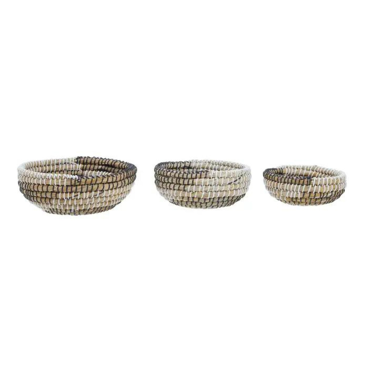 Set of 3 Natural Round Straw Baskets natural, SO'HOME
