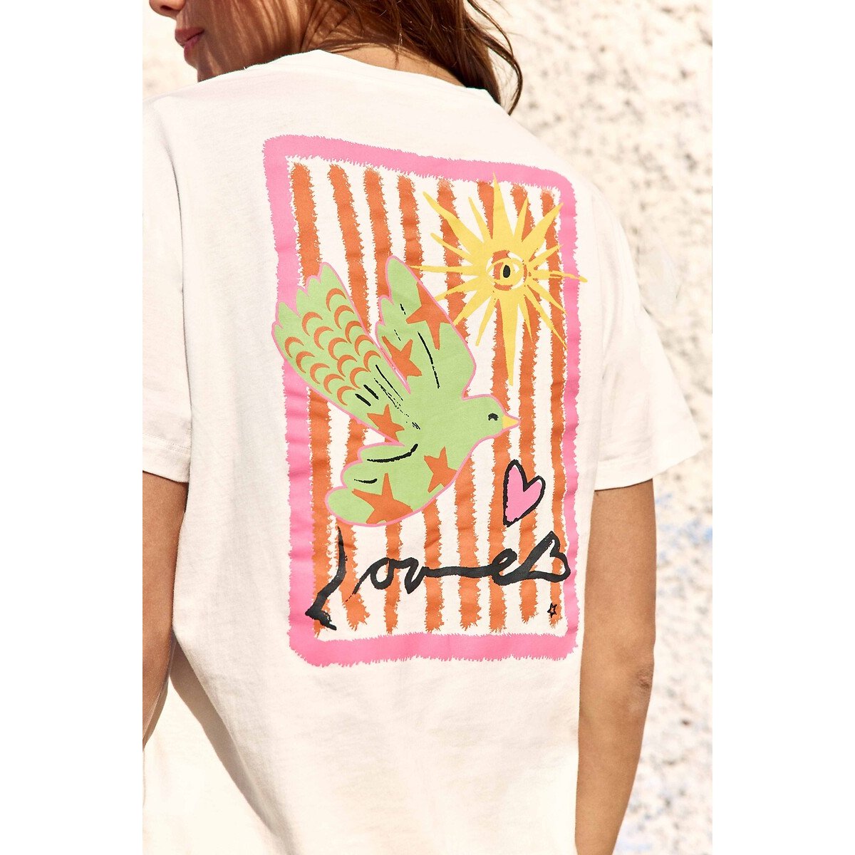 Tolombe Front and Back Printed Short Sleeve T-Shirt ecru , LA PETITE ETOILE