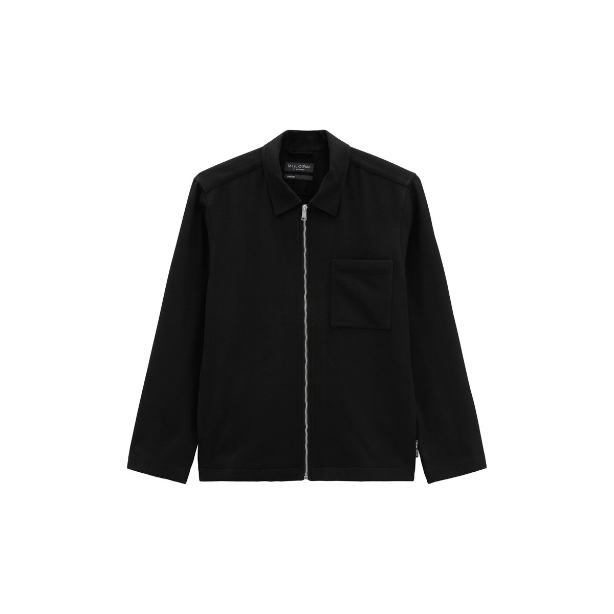 Sur-chemise à fermeture éclair, coupe classique en flanelle technique douce noir, MARC O'POLO