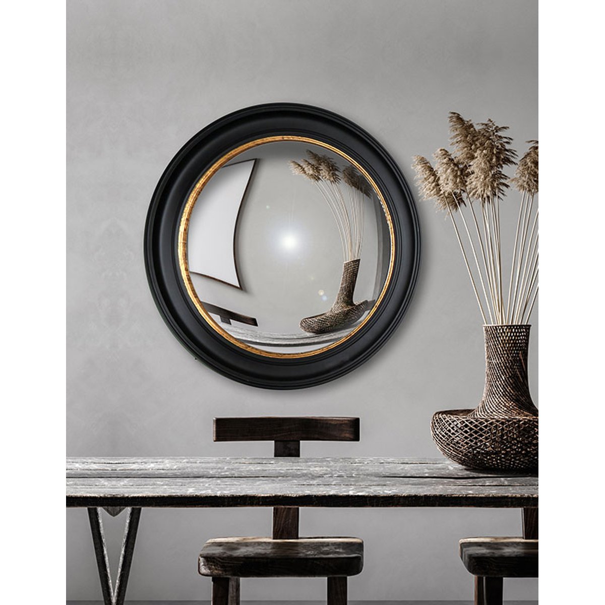 Miroir rond convexe 100x100cm noir, EMDE