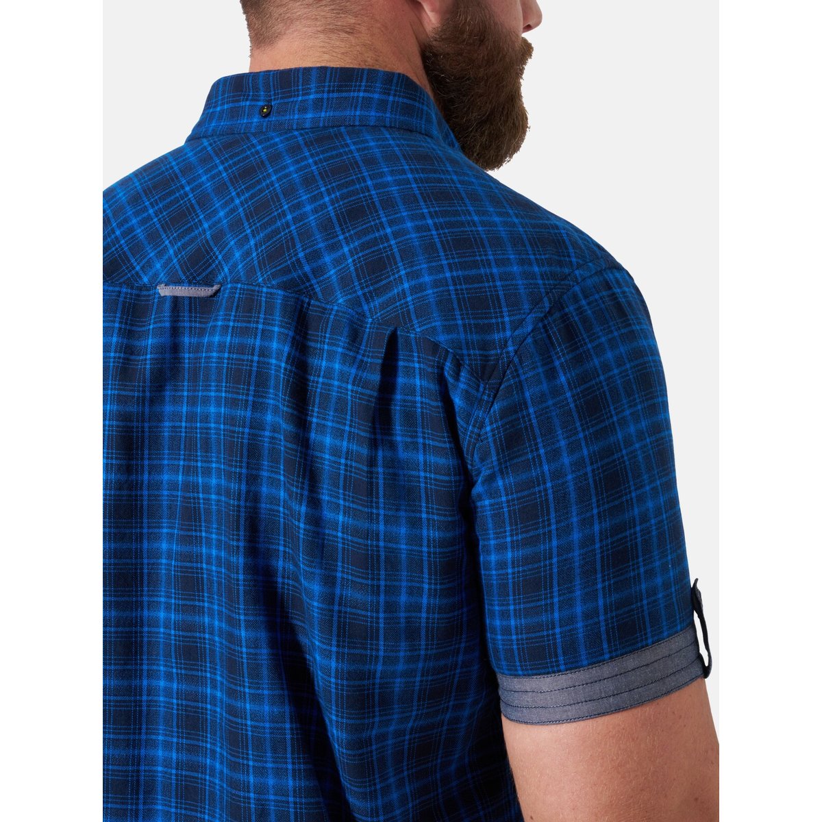 Chemise à manches courtes ONBERT bleu foncé à carreaux, JAN VANDERSTORM