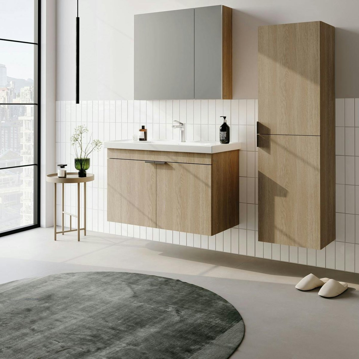 Meuble vasque suspendu 90 cm NEA chêne, PIER IMPORT