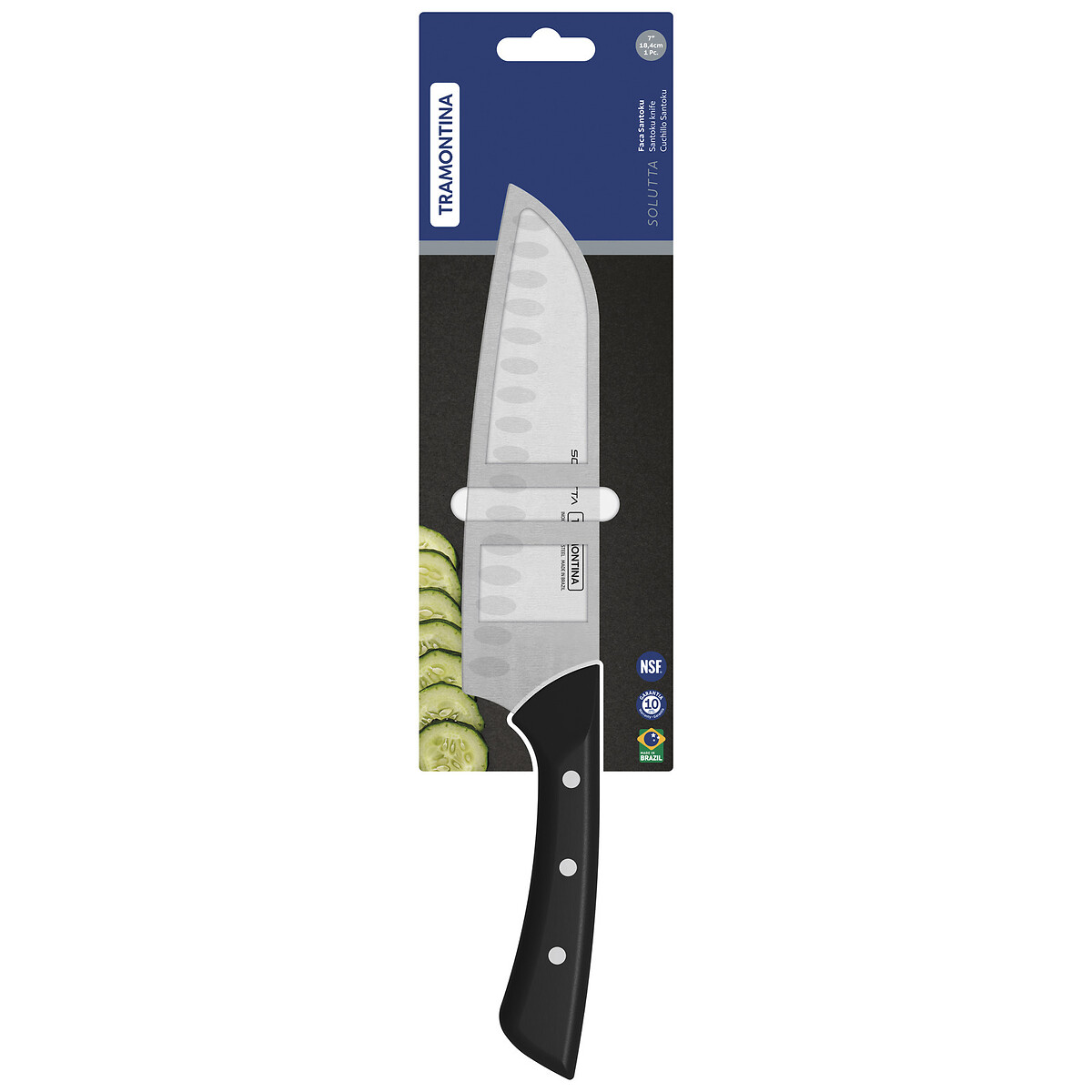 Faca Santoku Solutta 7", Tramontina preto , TRAMONTINA