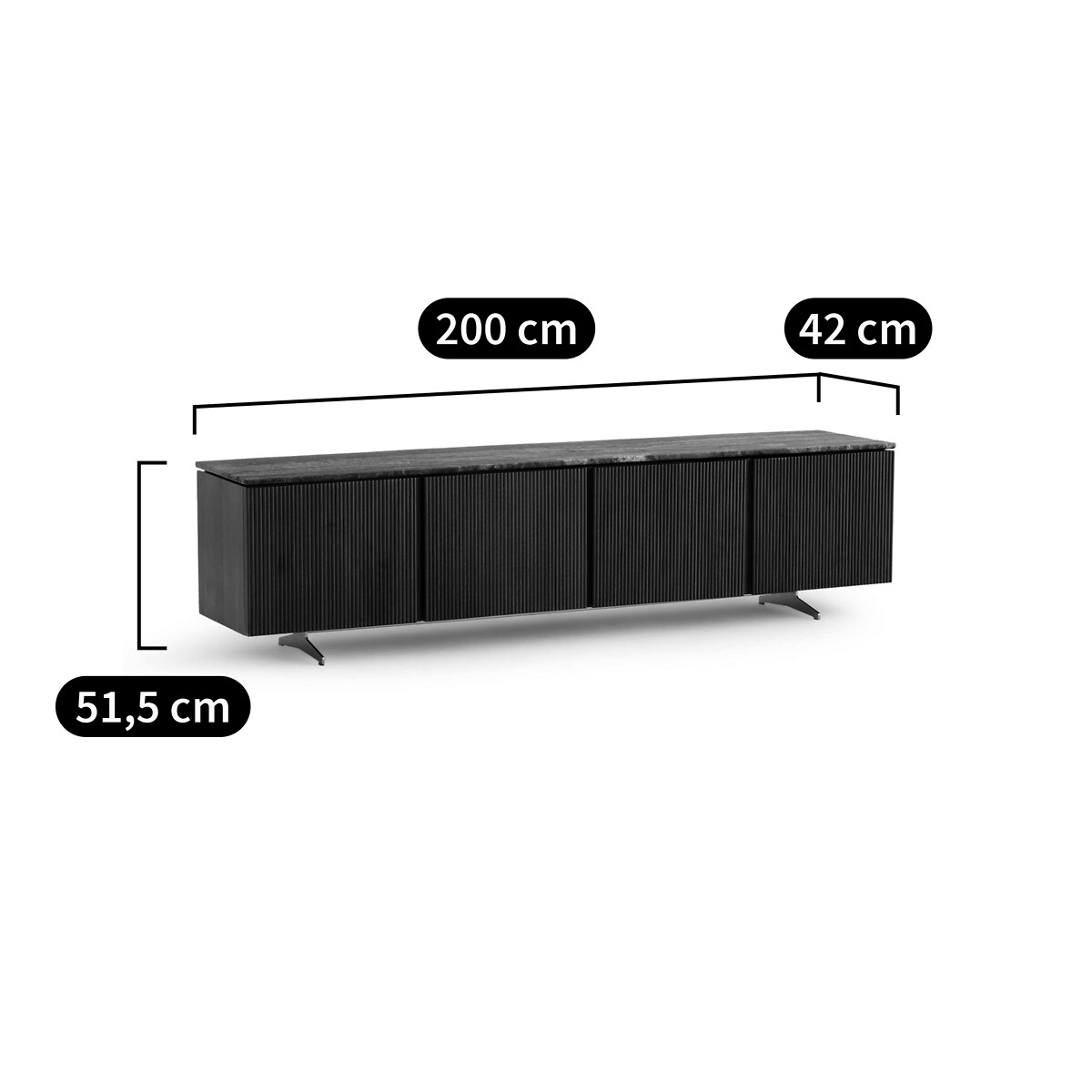 Meuble TV enfilade plaqué noyer et travertin Jakto noyer, AM.PM