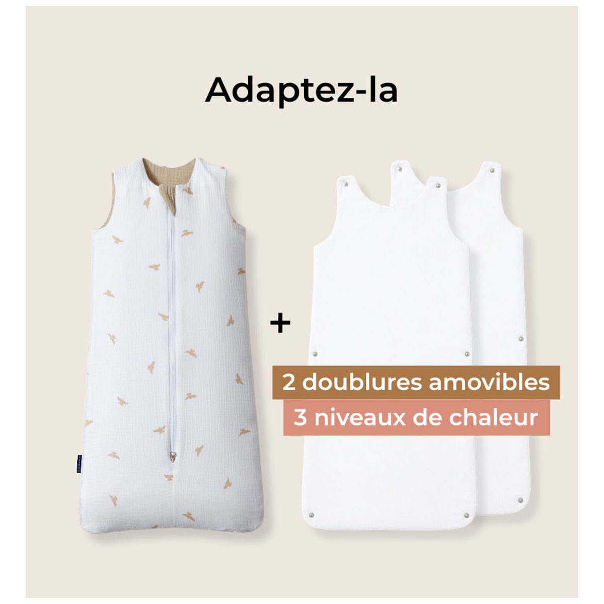 Gigoteuse réversible 4 saisons beige, LES PETITES BILLES