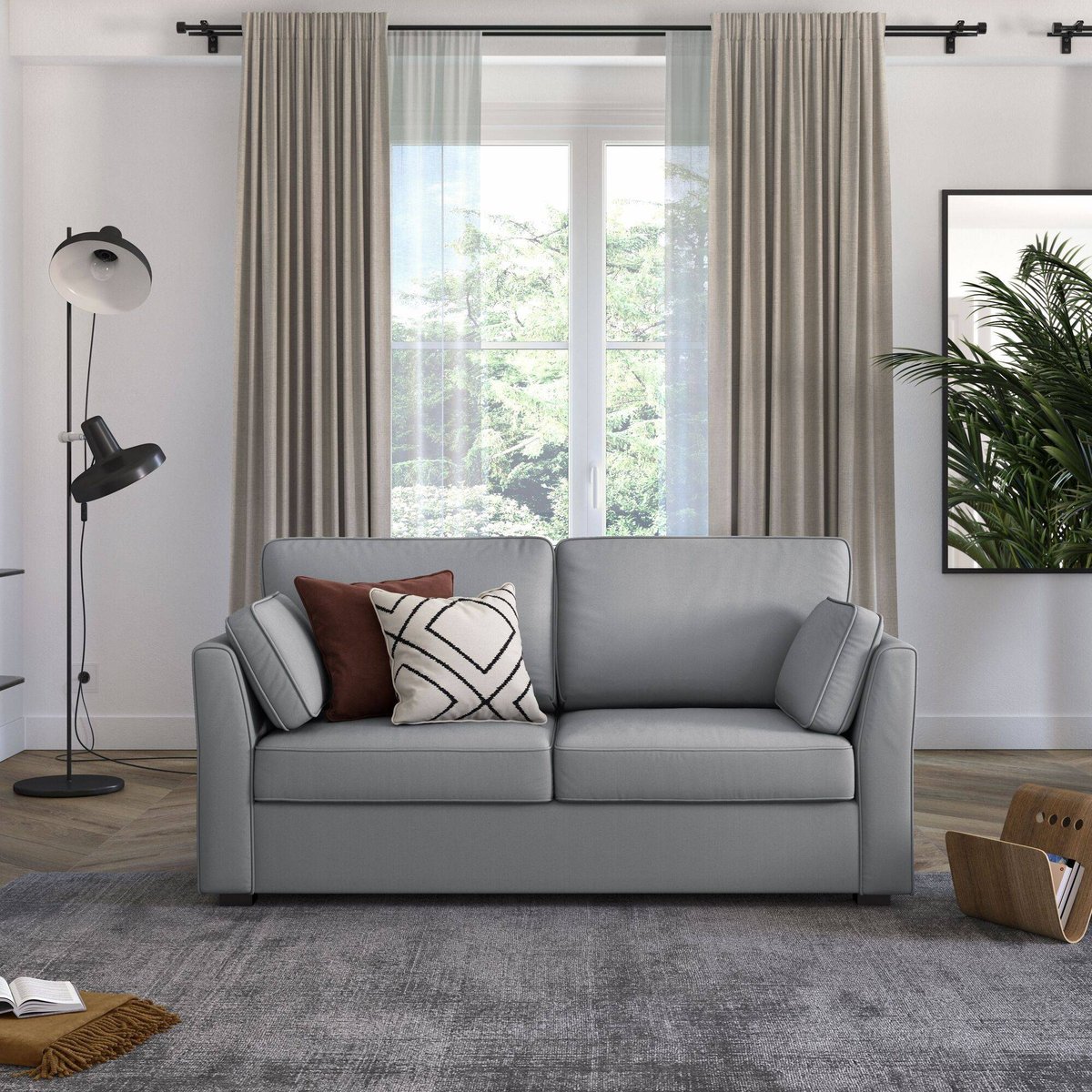 Canapé tissu coton déhoussable - MARBELLA gris, CAMIF