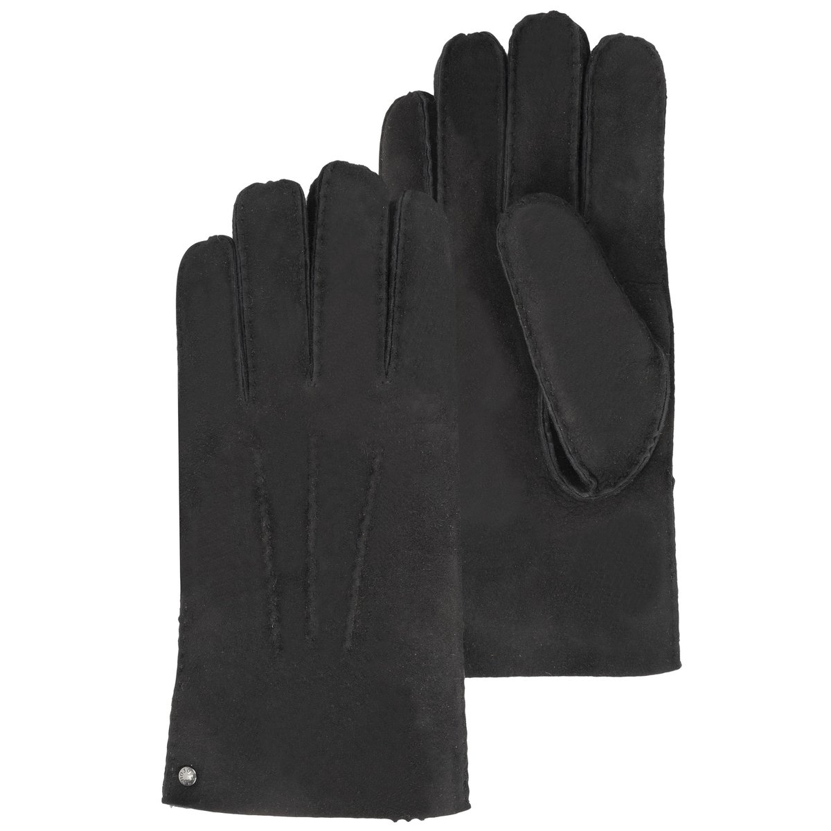Gants chauds et doux, en cuir de mouton retourné noir, ISOTONER