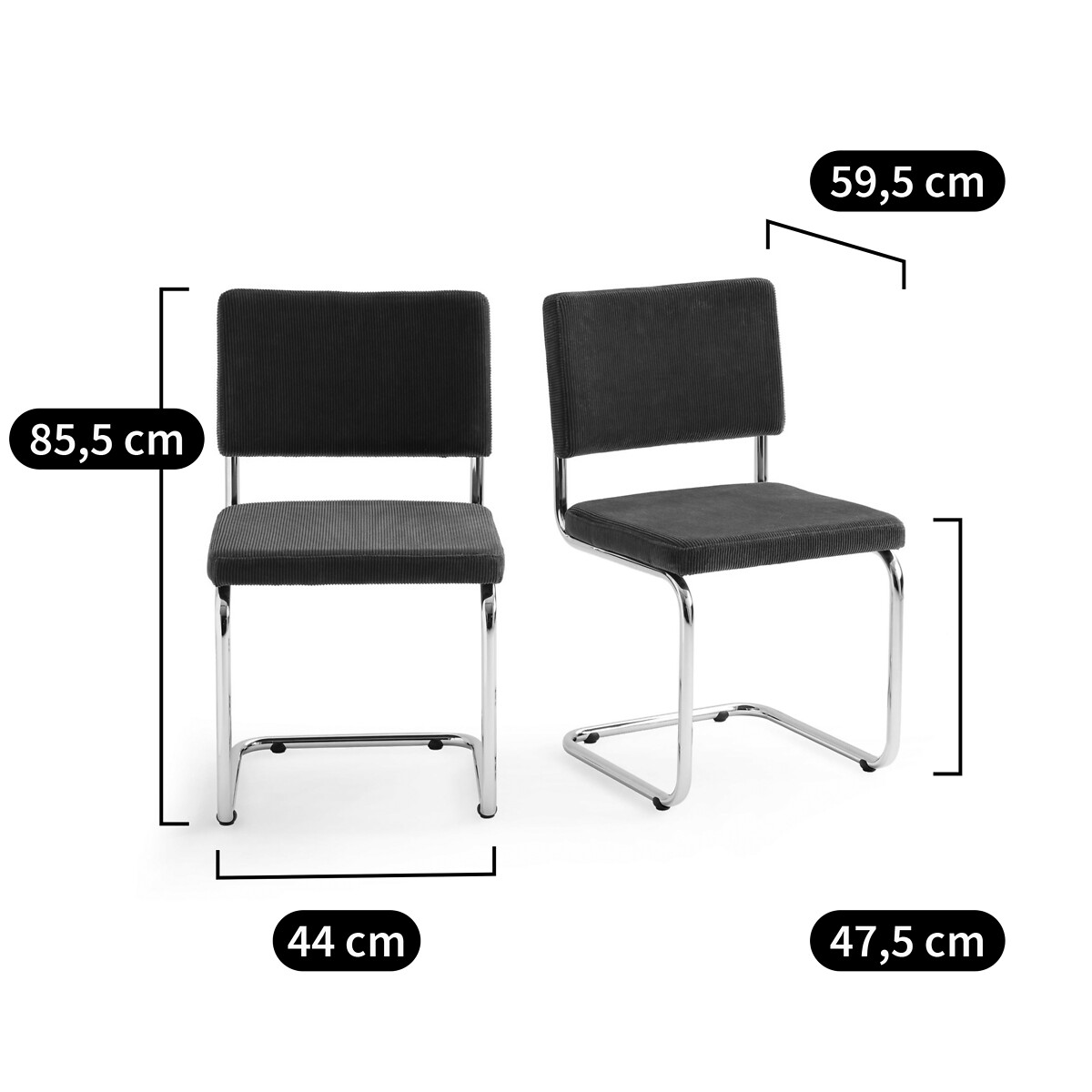 Lot de 2 chaises cantilever en velours, Sarva beige, LA REDOUTE INTERIEURS