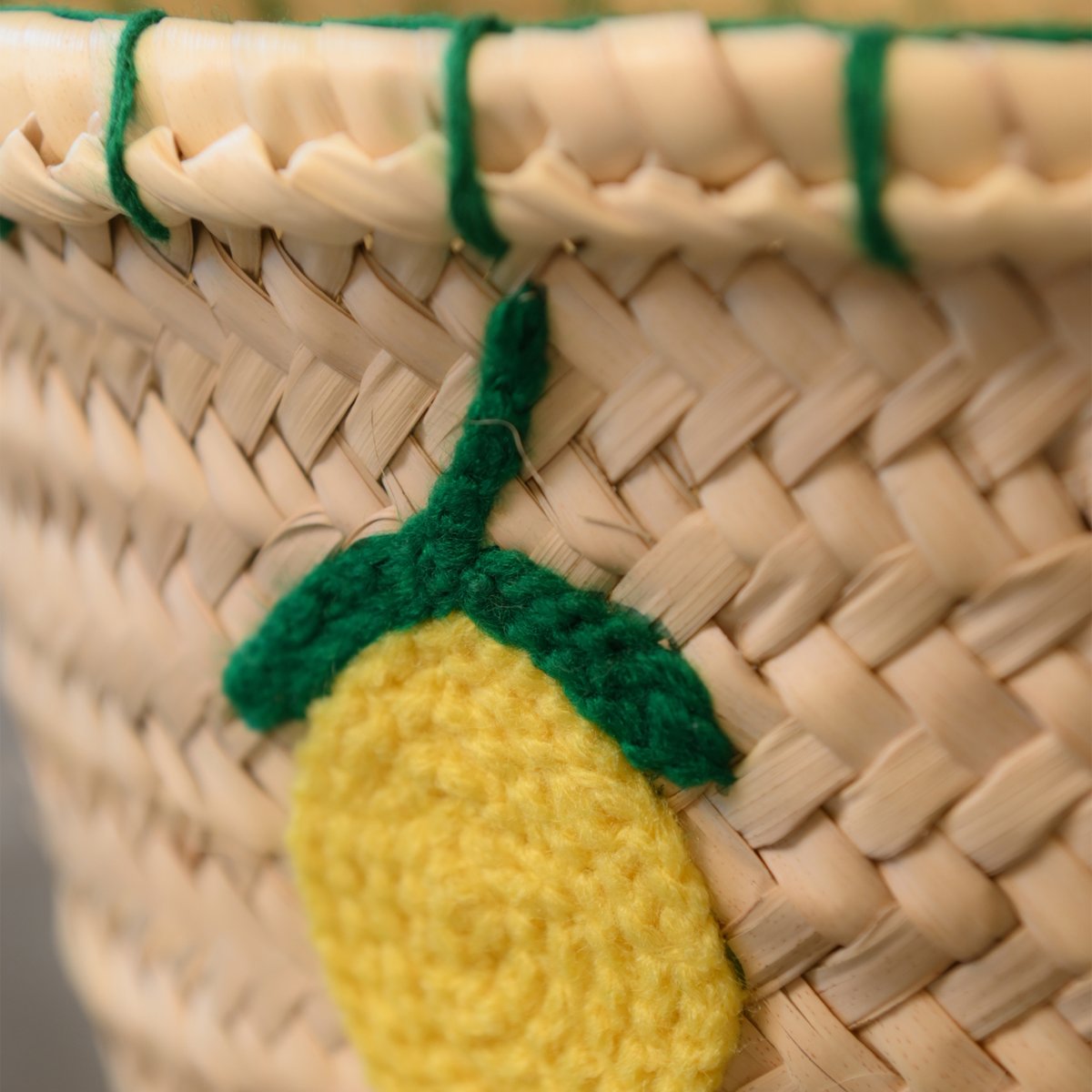 Panier Citrons brodés - LOJI jaune, HOME MAISON