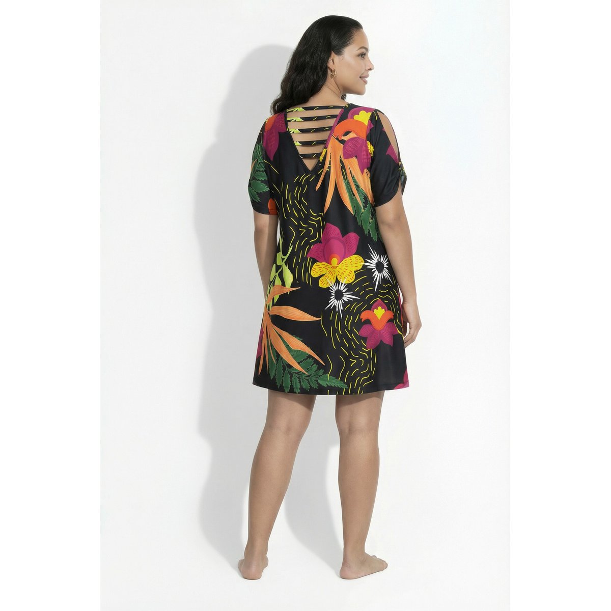 Robe en jersey motif chats noir, ULLA POPKEN