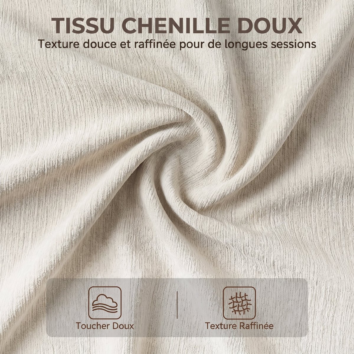 Chaise de bureau Chenille Crème crème, argent, HOMCOM