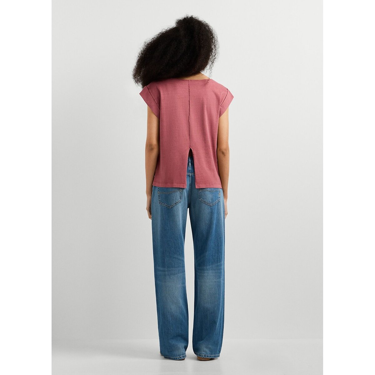 Camiseta de manga corta con cuello barco terracota, PEPE JEANS