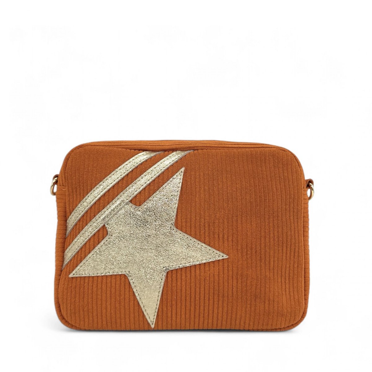 Sac à bandoulière en croute de cuir SILVER STAR orange patiné, OH MY BAG