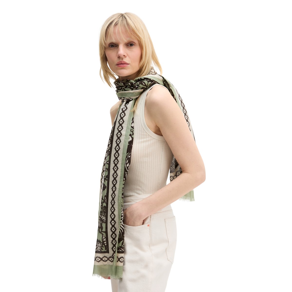 Foulard à l'imprimé allover avec TENCEL™ Lyocell gris, MARC O'POLO