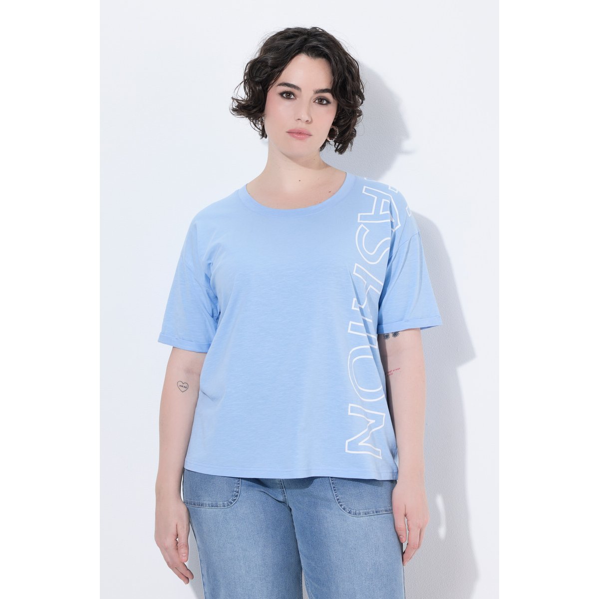 T-shirt oversize avec message bleu tendre, ULLA POPKEN