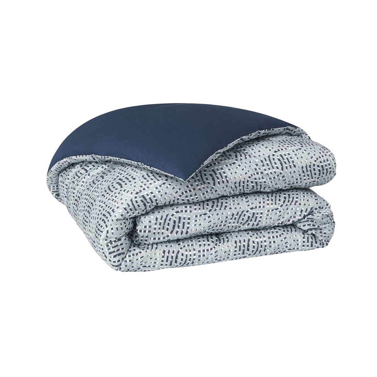 Parure de lit imprimée en satin de coton, taies rectangles, UTOPIA bleu, ESSIX
