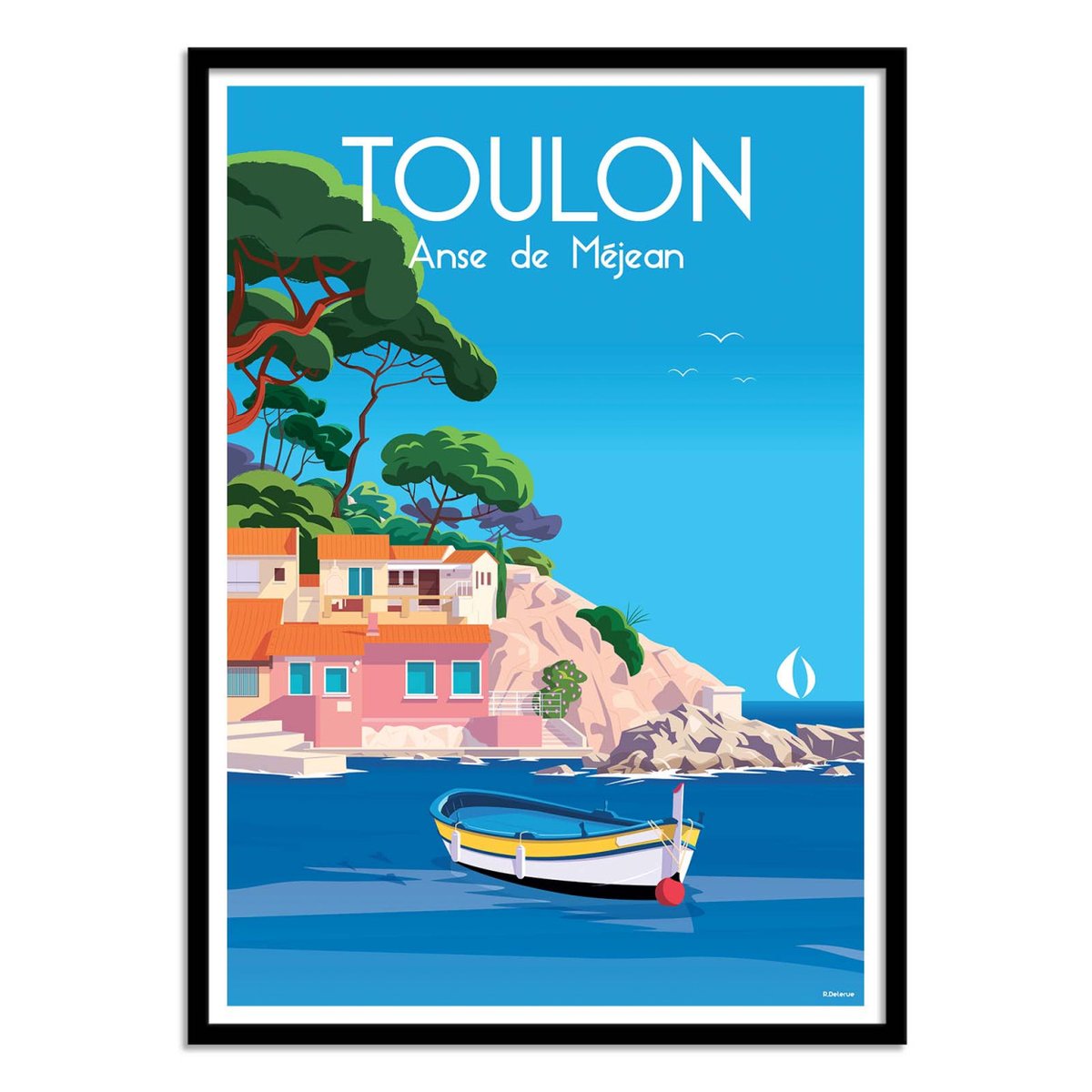 Affiche d'art - Toulon Anse de Méjean - Raphael Delerue bleu, WALL EDITIONS