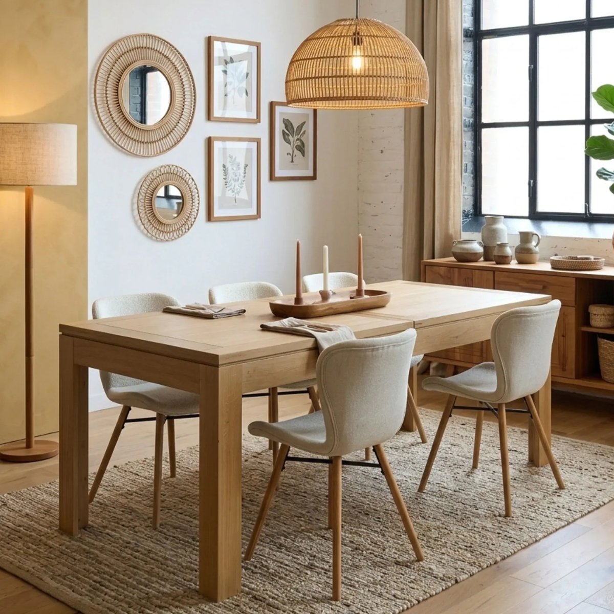 Table rectangulaire extensible en chêne clair L160/240 - BOSTON bois clair, HELLIN, DEPUIS 1862