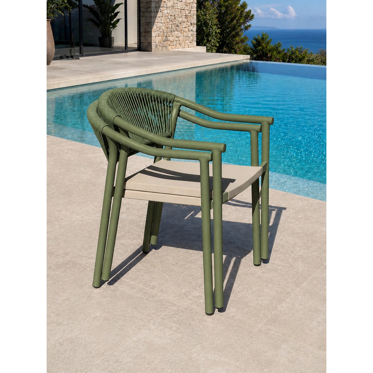 Lot de 2 fauteuils de jardin SUMBA vert olive, DCB GARDEN