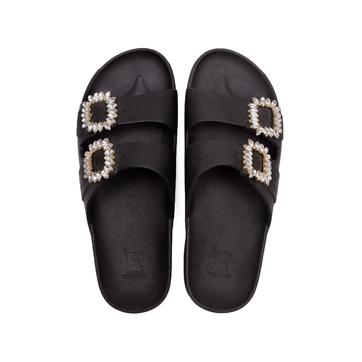 Mules doubles brides bijoux Barra noir, CACATOES