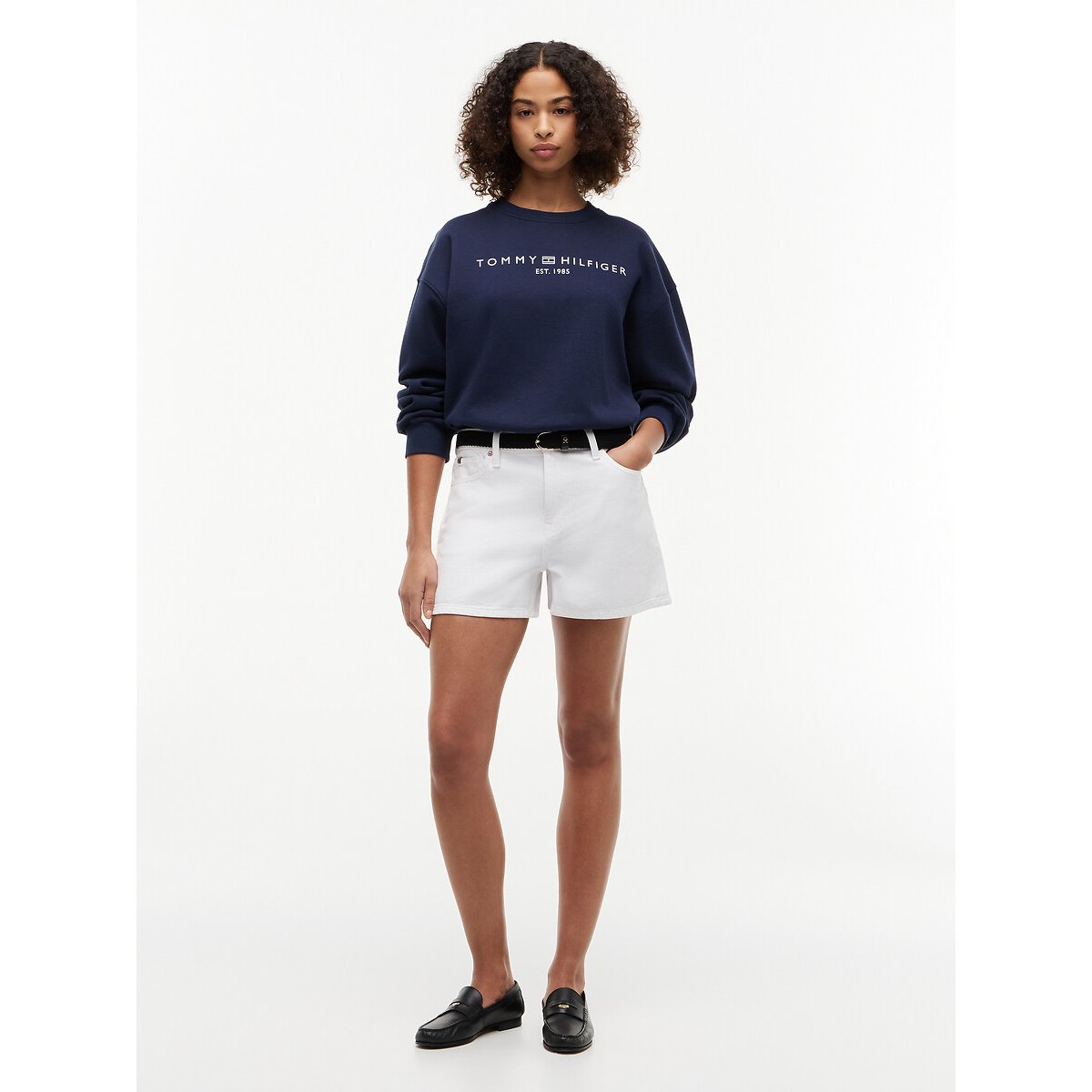 Sweat col rond avec logo marine, TOMMY HILFIGER