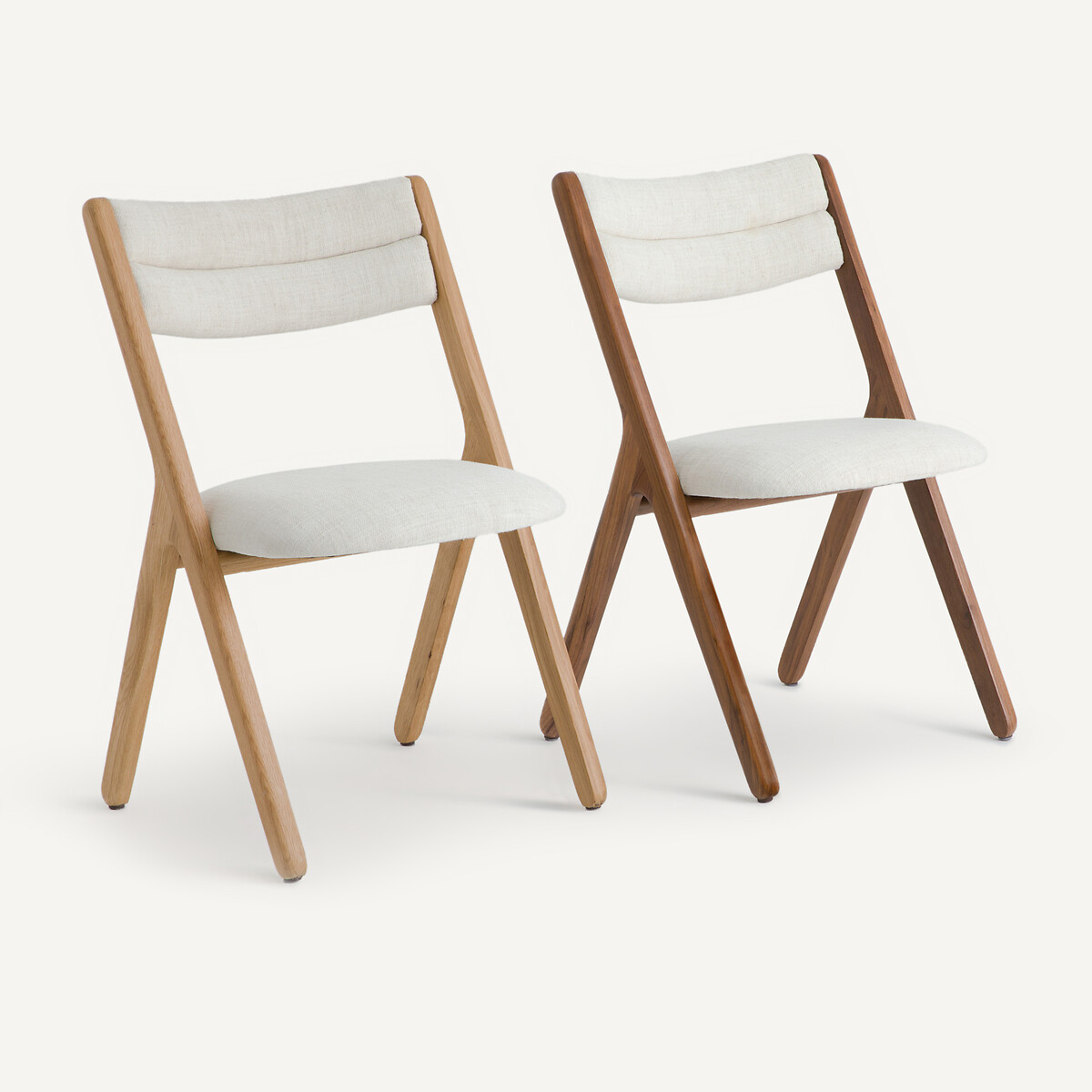 Chaise en noyer massif et tissu, CAMMINATA noyer, AM.PM X EMMANUEL GALLINA