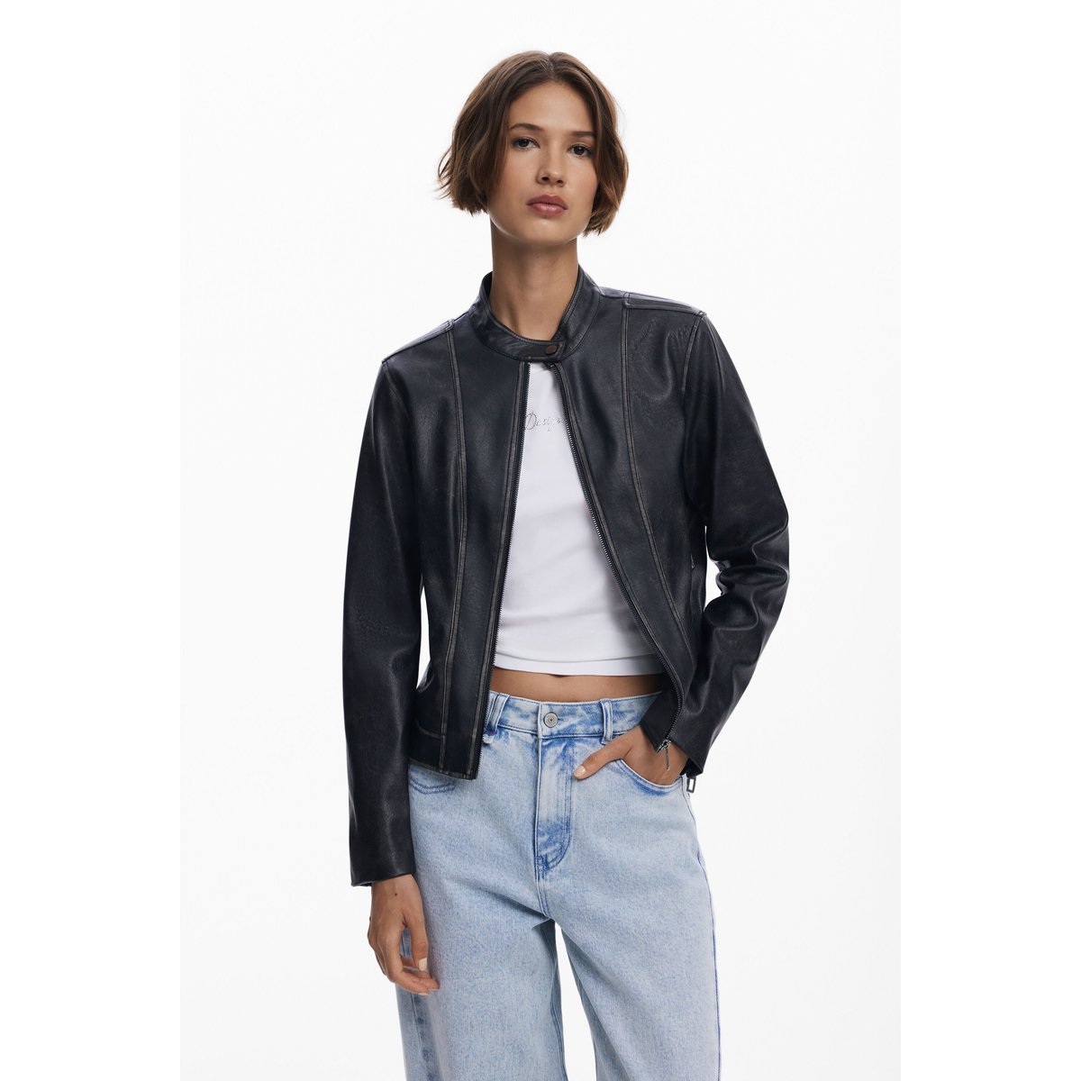 Veste effet cuir usé noir, DESIGUAL