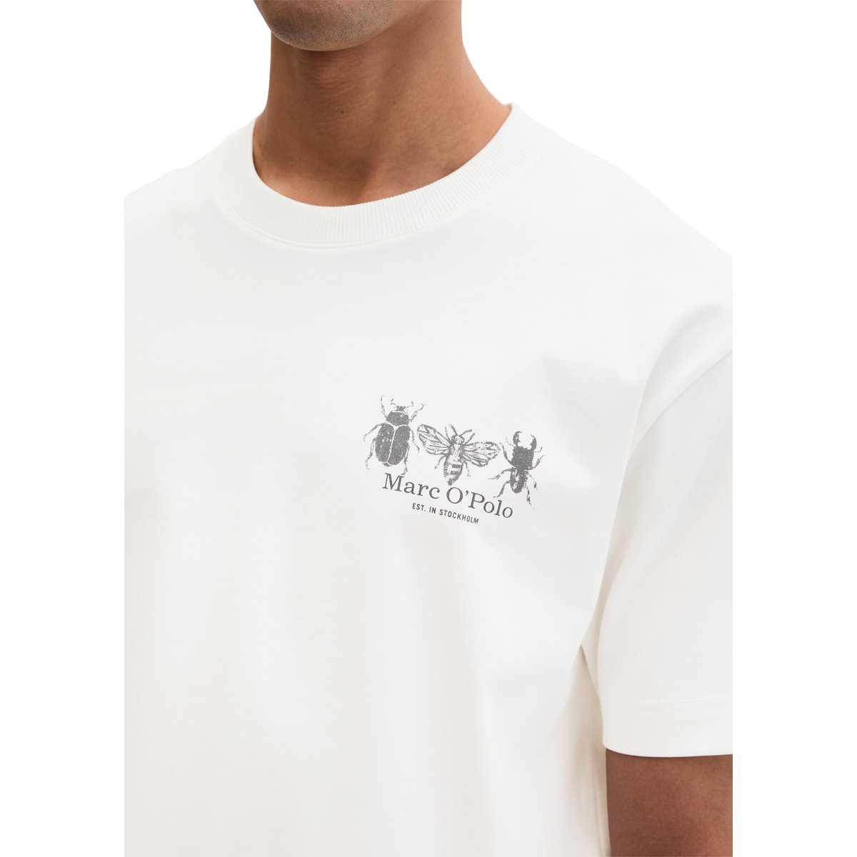 T-shirt loose avec impressions d'insectes sur les deux faces blanc naturel, MARC O'POLO