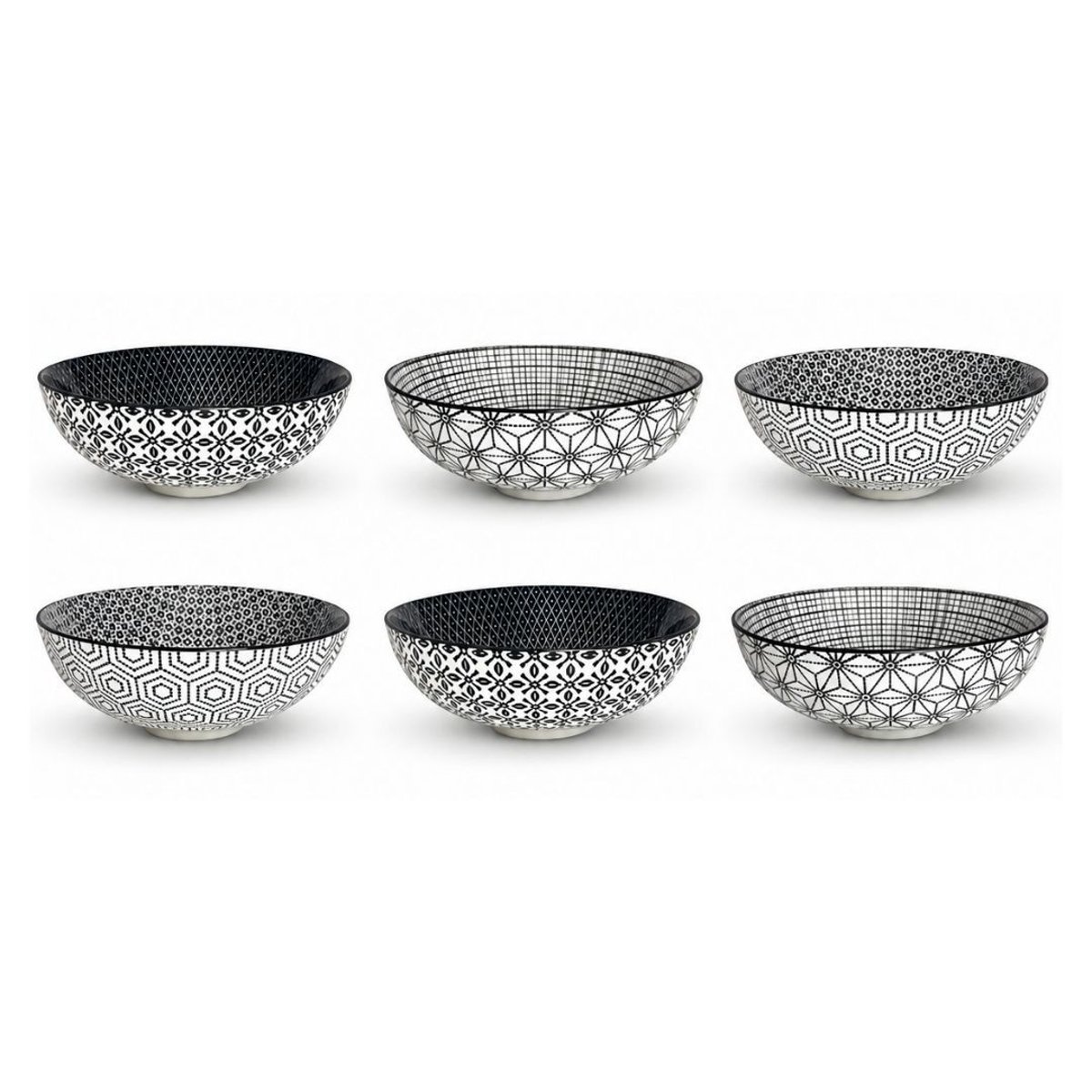 Lot de 6 assiettes creuses, KOMAE noir, ARTIME