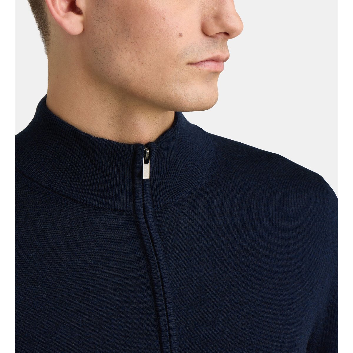 Gilet terigil en laine mérinos bleu marine, GALERIES LAFAYETTE
