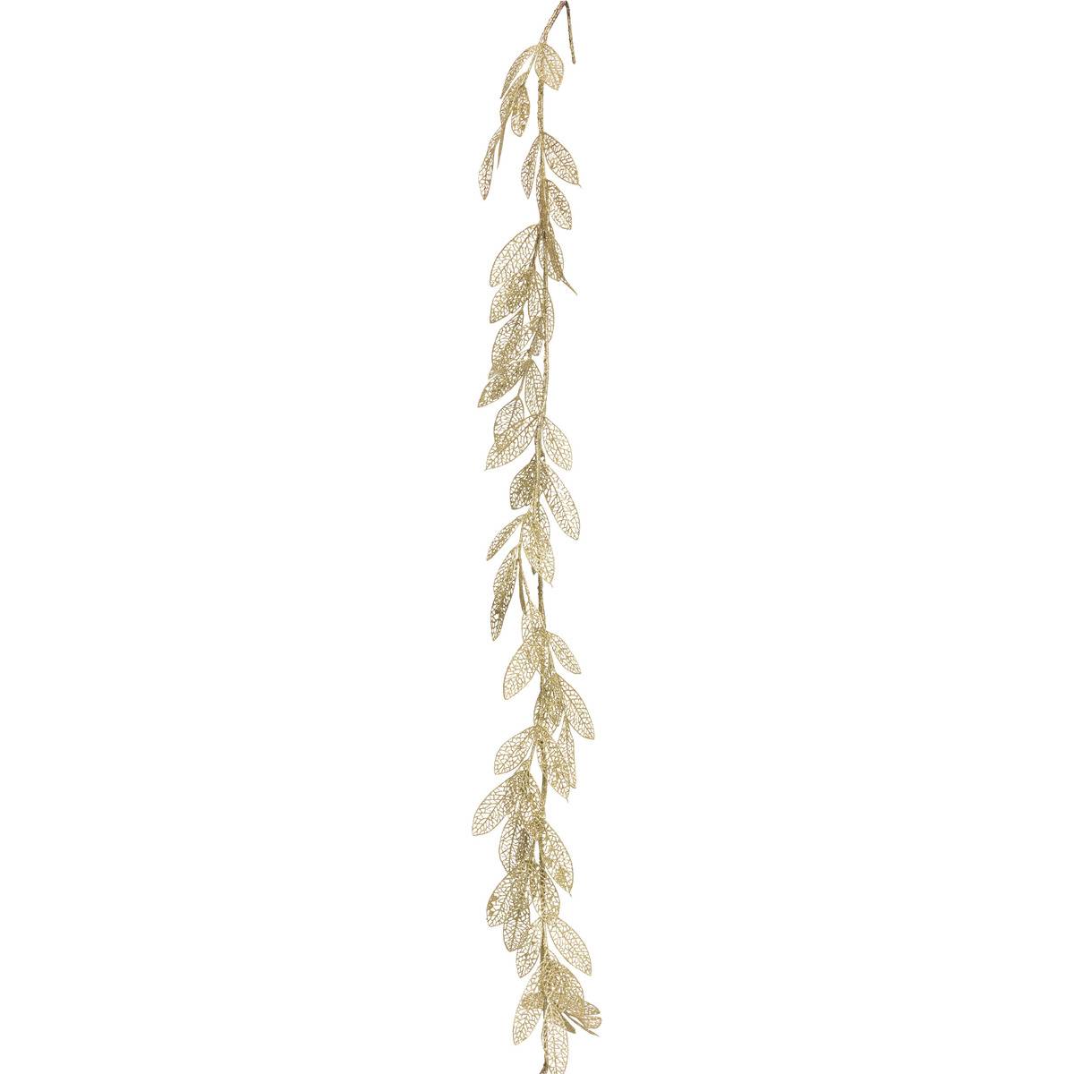 Guirlande feuilles 1,80m plastique transparent et or doré, ATMOSPHERA