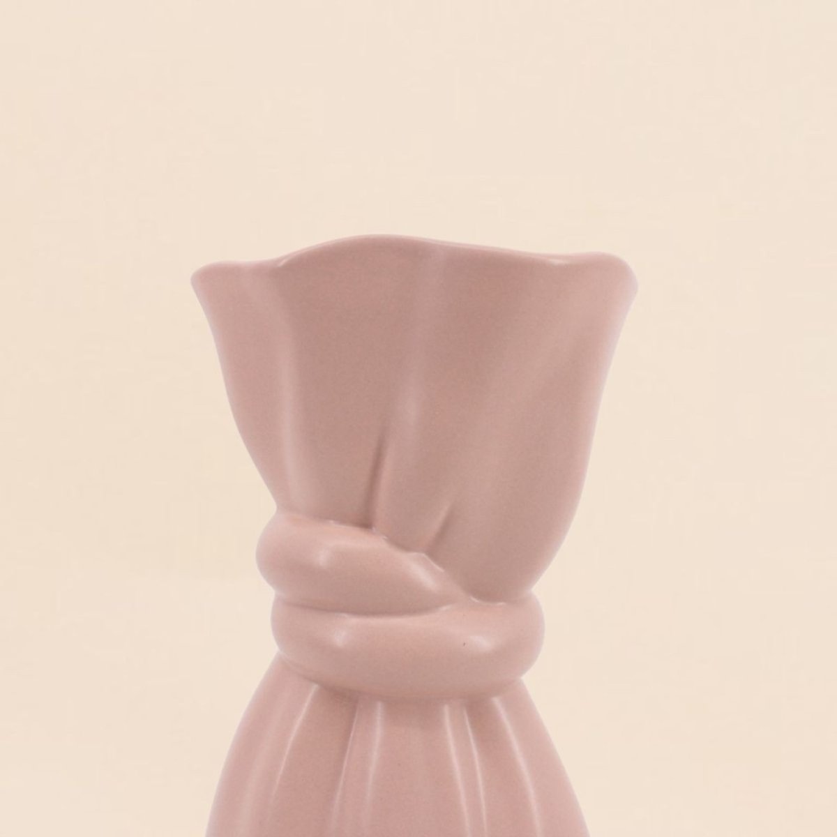 Vase en céramique forme noeud 26cm rose, ORNAMI