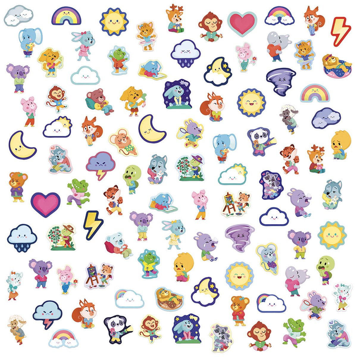 Gommettes Les Émotions - Pack 100 Stickers couleur unique, JANOD