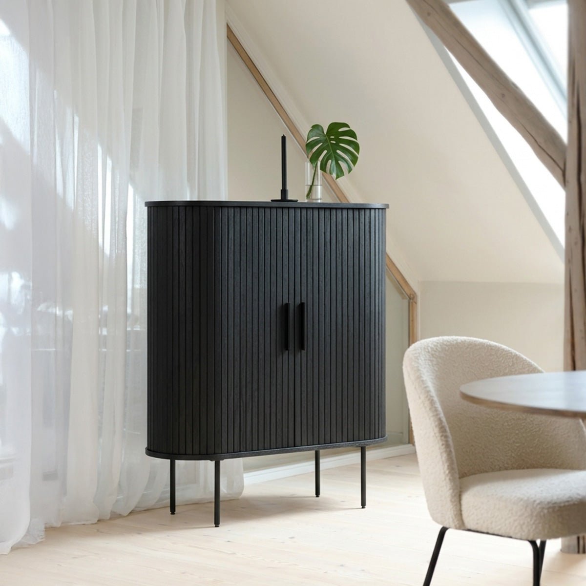 Buffet haut 2 portes - Bois - ALBA bois foncé,naturel,noir, MAISON AUBERTIN
