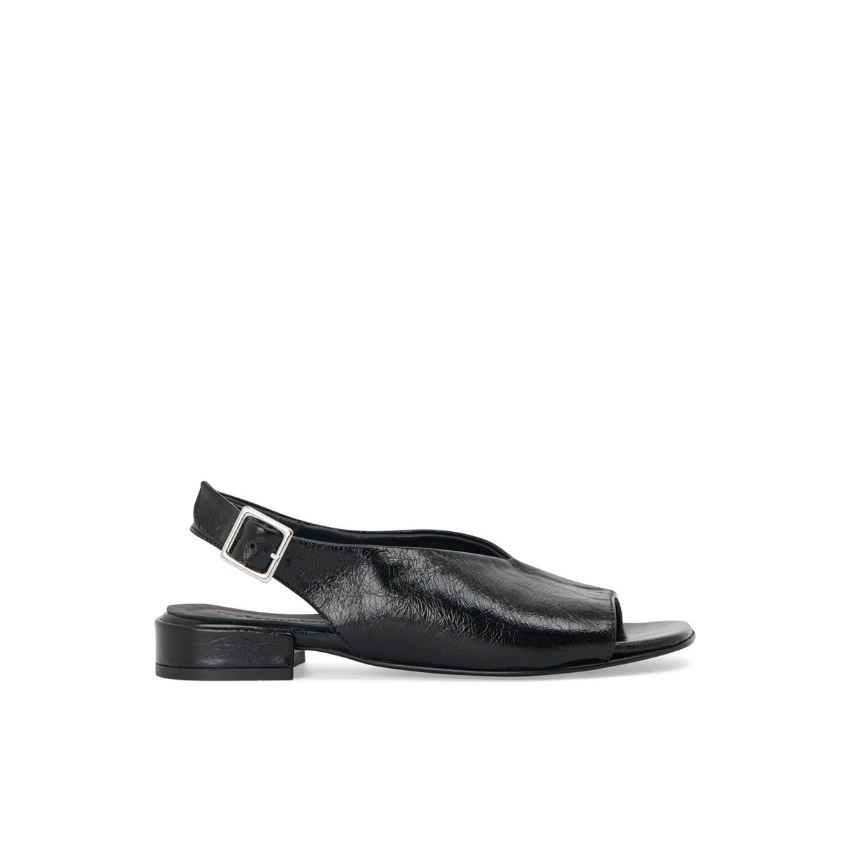 Sandale Plate en cuir ANYA noir, MELLOW YELLOW