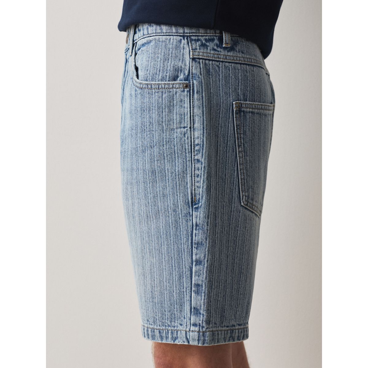 Short en denim rayé bleu, NEXT