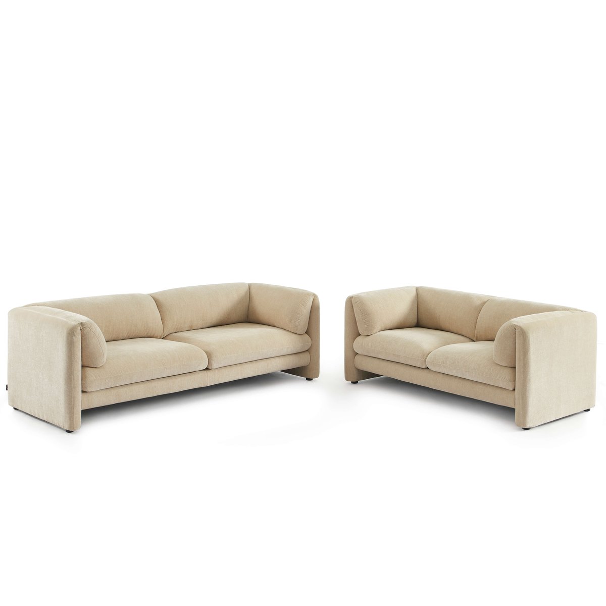 Ensemble canapés 3+2 places en velours texturé NIKKI beige, SORELH
