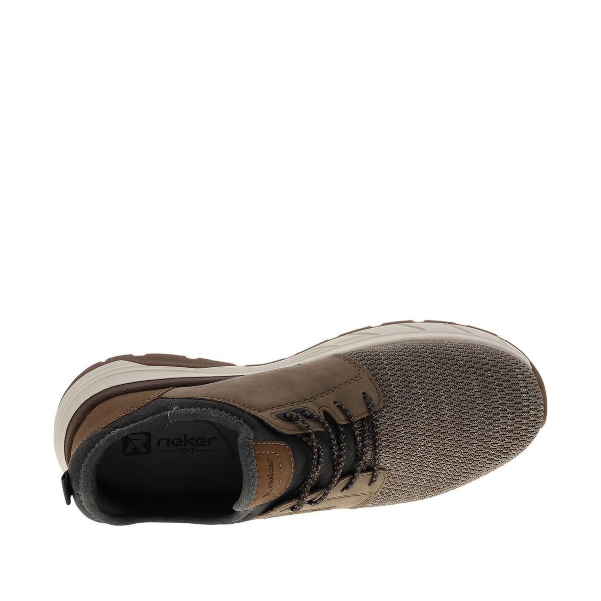 Sneakers taupe à talon plat et à slip-on avec des lacets décoratifs beige, RIEKER