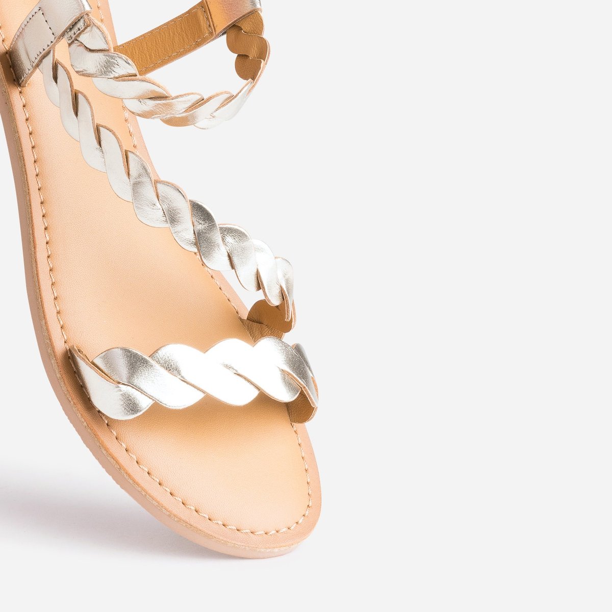 Sandale Plate en cuir TABOCAS light gold, ERAM