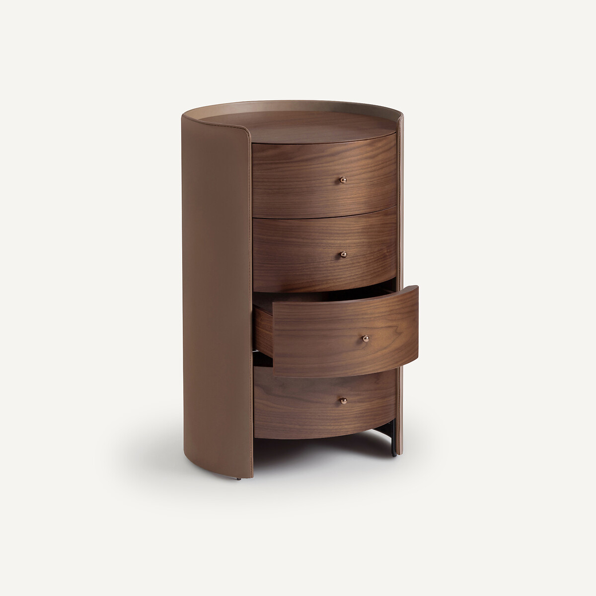 Firmo Bedside Drawers in Walnut and Leather Veneer walnut, AM.PM