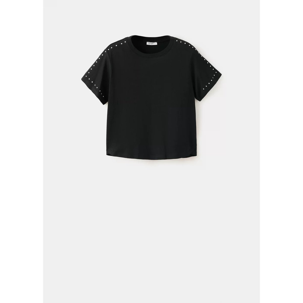 T-shirt en coton avec perles en forme d'étoiles noir, MANGO TEEN