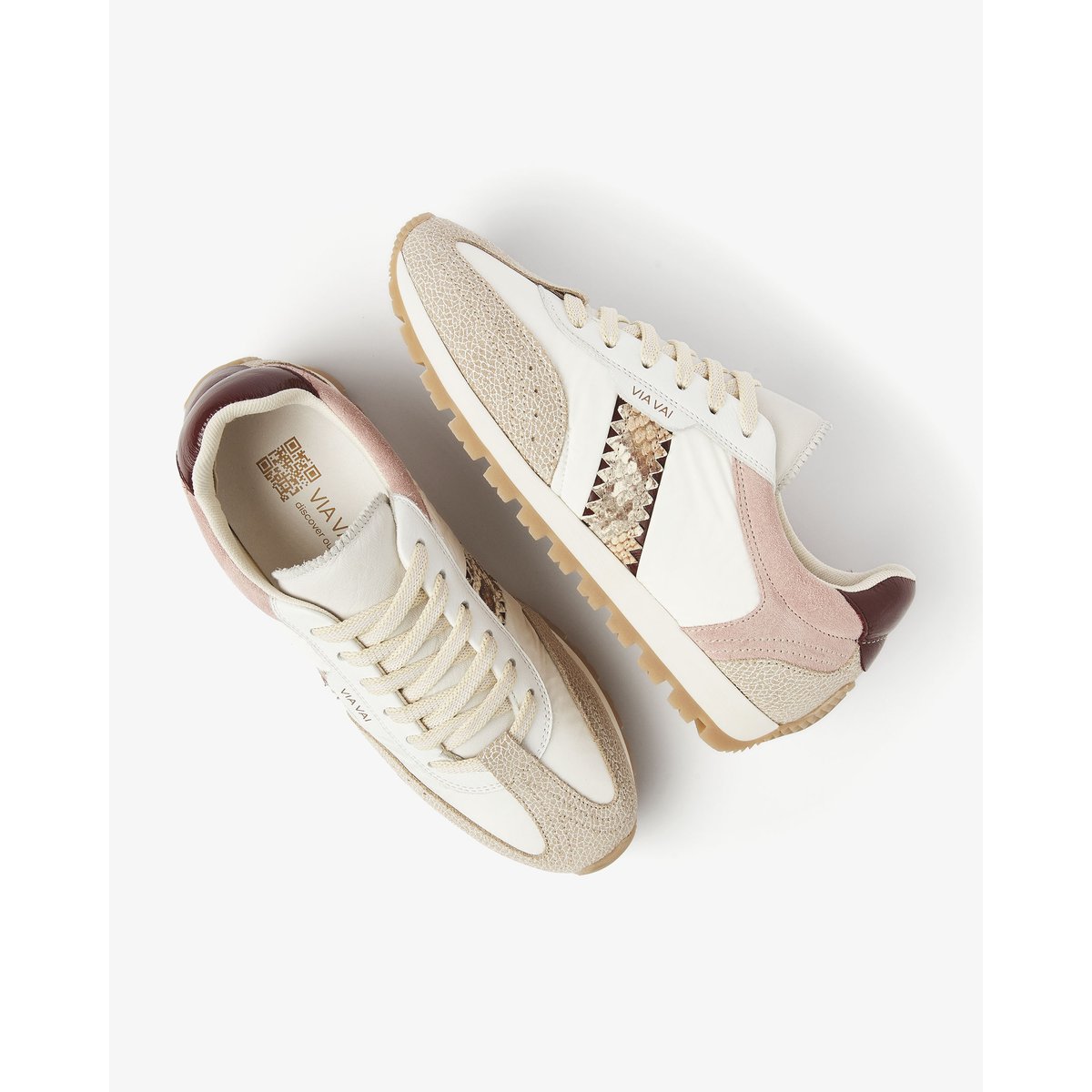 Baskets SCOTT SARA beige,multicolore,rose,snake print,blanc, VIA VAI