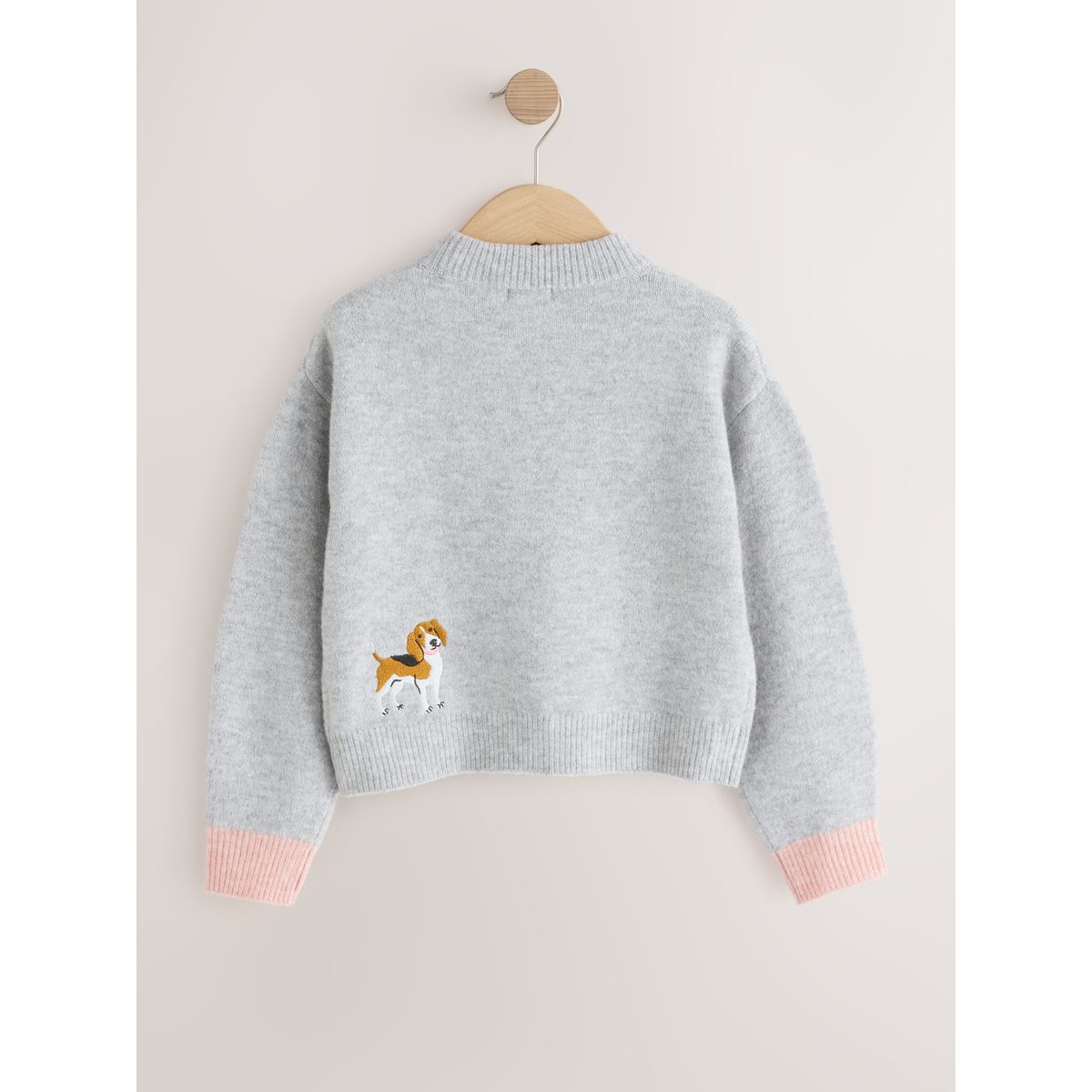 Pull en tricot broderie chien gris, NEXT