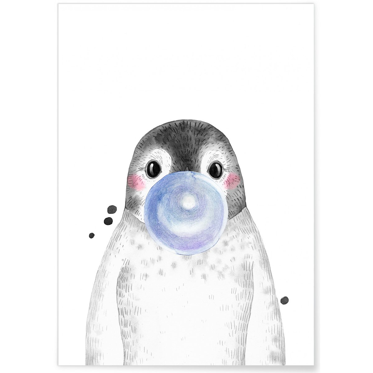 Affiche Bulle de Pingouin Bleue blanc, L'AFFICHERIE