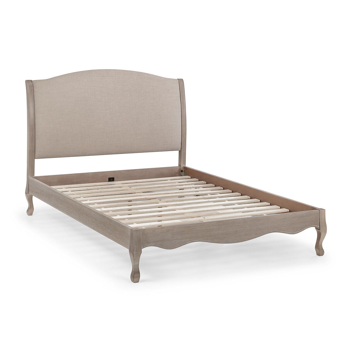 Eléa French Antique Limed Oak & Linen Bed oatmeal, SO'HOME