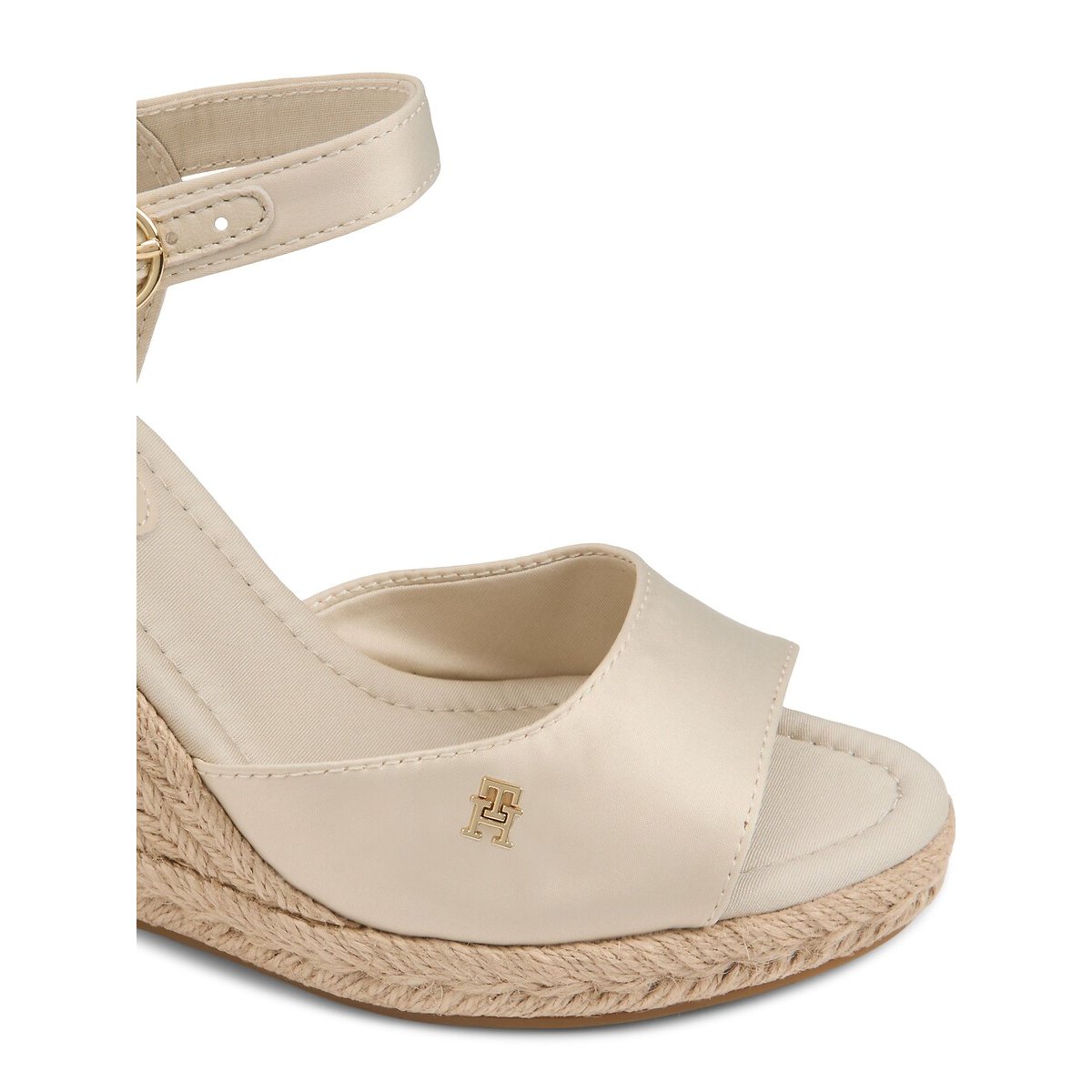 Satin Wedge Sandals ecru , TOMMY HILFIGER